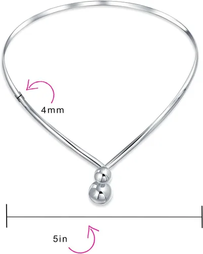 Vista 3 de Gargantilla geométrica en forma de V con bolas entrelazadas, collar de declaración para mujer, plata esterlina 925