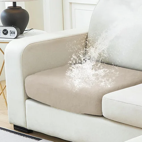 Vista 13 de NAISI Fundas de cojín impermeables de tela de terciopelo grueso lavable, 1 pieza, fundas individuales para sofá modular con parte inferior elástica