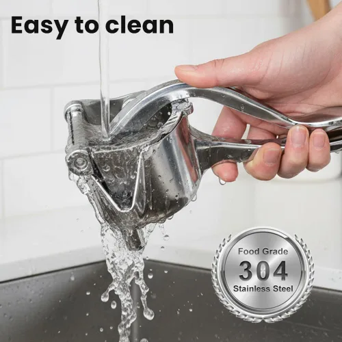 Vista 5 de Exprimidor manual de frutas resistente, exprimidor de jugo de fruta fresca de aleación de aluminio 2026, extractor de jugo desmontable con tazón