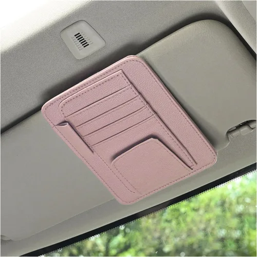 Vista 19 de Augeny Organizador de visera solar para automóvil, pequeño organizador y almacenamiento de visera, soporte para registro y documentos, accesorios