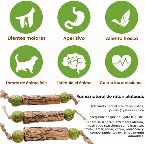 Vista 4 de Silvervine Sticks - Juguetes de hierba gatera para gatos, paquete de 3, juguete interactivo para gatos de interior para limpieza de dientes