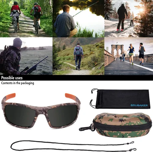 Vista 3 de BRUBAKER Gafas de sol polarizadas de camuflaje para pesca y caza, lentes