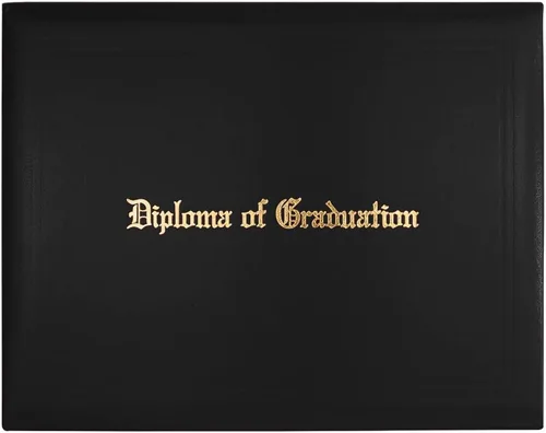 Vista 2 de GraduationMall Cubierta impresa para diploma para certificado 8.5 x 11 pulgadas, color negro, paquete de 1