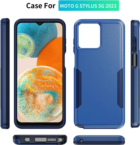 Vista 3 de Funda para Moto G Stylus 5G 2023, con protector de pantalla, [probada contra caídas de grado militar], funda protectora resistente a prueba de Azul