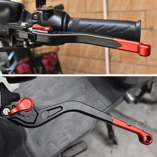 Vista 5 de ESPEEDMTC para Kawasaki Ninja H2 H2R 2015-2020 Aleación de aluminio modificada CNC Accesorios de palanca de embrague de freno de tamaño largo (rojo)