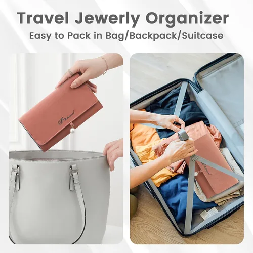 Vista 6 de MissBoy Jewelry Organizer Roll, Travel Jewelry Storage Case, Foldable Jewelry Holder Bag for Earrings, Necklaces, Rings, Bracelets, Brooches