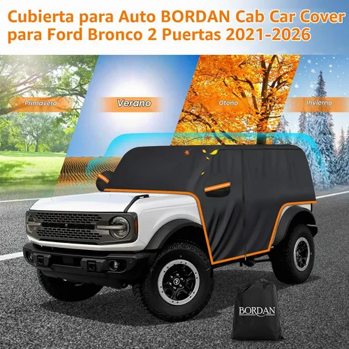 Vista 7 de Funda de coche para Ford Bronco de 2 puertas, 420D, funda impermeable para todo tipo de clima, sol, lluvia, UV, polvo, cubierta de cabina