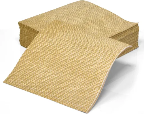 Vista 3 de Gift Boutique 100 servilletas de arpillera impresas para cócteles, bebidas, papel rústico, natural, marrón, para postre, vintage, campestre, boda
