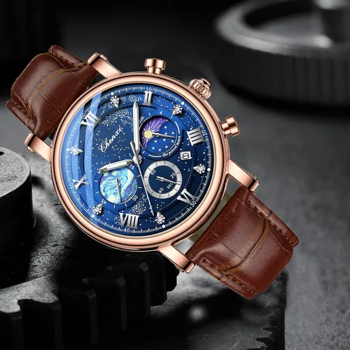 Vista 2 de FANMIS Reloj analógico deportivo militar multifuncional clásico para hombre, vestido de negocios, impermeable, cronógrafo luminoso, cielo