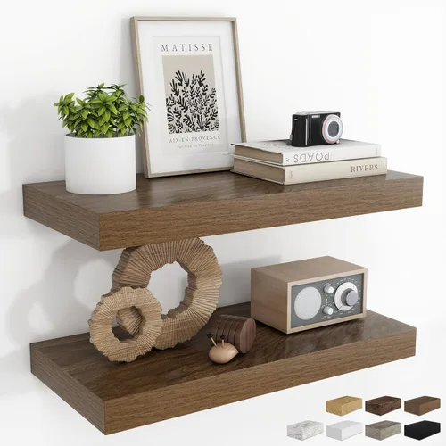 Vista 63 de RICHFOCUS Estantes flotantes de 8 pulgadas para estantes cuadrados de pared para dormitorio, cocina, baño, estante flotante de madera rústica