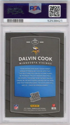 Vista 2 de Calificado 2017 Panini Donruss Optic Dalvin Cook #193 Rookie RC Football Card PSA 10 Gem Mint