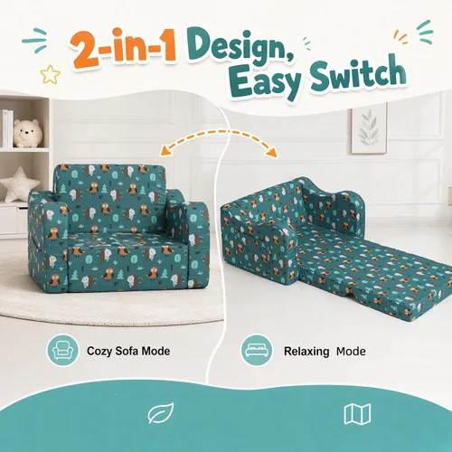Vista 13 de MOMCAYWEX - Sofá para niños, 2 en 1, plegable, piel de melocotón, color azul