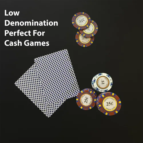 Vista 4 de Juego de fichas de póquer Monte Carlo de 500 piezas de baja denominación – 0.49 oz de arcilla pesada grado casino pequeñas estacas Monte Carlo Poker