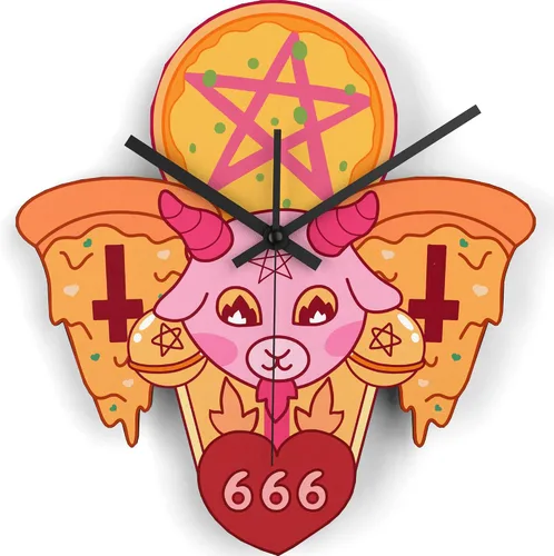 Vista 9 de Reloj de pared de madera para sala de estar, pegatinas de números de bricolaje, ecológico, cocina, pentáculo, café, corte láser, 666, lindo arte