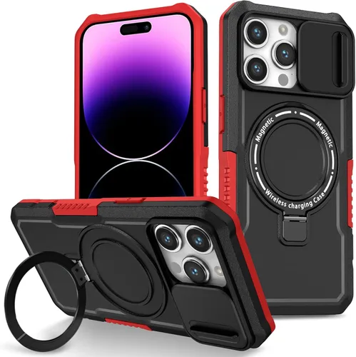 Vista 10 de Funda magnética para iPhone 11, soporte de anillo con ventana corrediza, funda protectora mate a prueba de golpes para iPhone 11 6.1, fundas