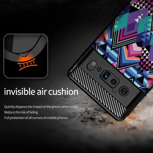Vista 4 de CasesOnDeck - Funda de TPU negra compatible con Google Pixel 6A (2022) / Pixel 6A, delgada, minimalista, flexible, texturizada, formas abstractas