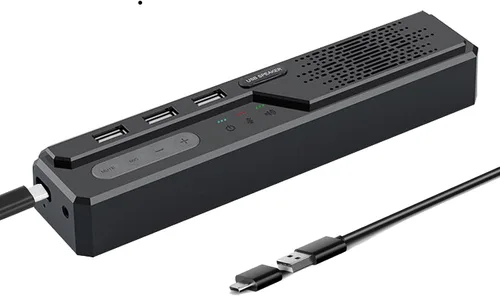 Vista 8 de Altavoz USB 3 en 1 para computadora con micrófono, altavoz de conferencia de escritorio para computadora portátil con micrófono para oficina en casa