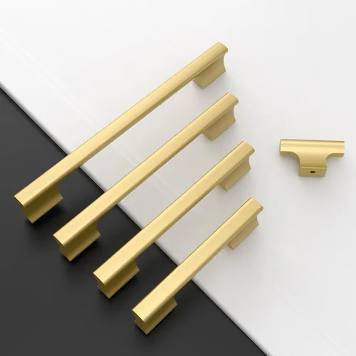 Vista 5 de Asidrama - Paquete de 10 manijas de gabinete de cocina color oro cepillado de 3 pulgadas (76mm), accesorios dorados para gabinetes de cocina