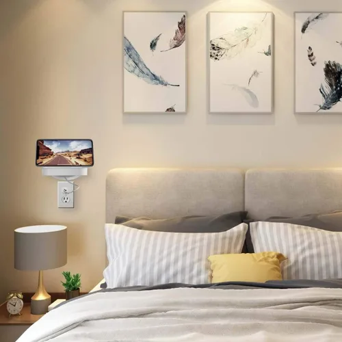 Vista 8 de Soporte de estante para enchufe, decoración de baño con gestión de cables integrada, una solución de ahorro de espacio para Homepod Mini, Google