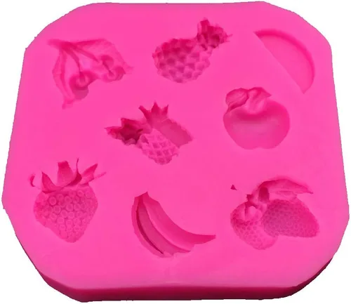 Vista 4 de Linda fruta piña, plátano, fresa, manzana, cereza, bricolaje, molde de silicona 3D, fabricación de bloques de hielo, fondant, chocolate, jabón