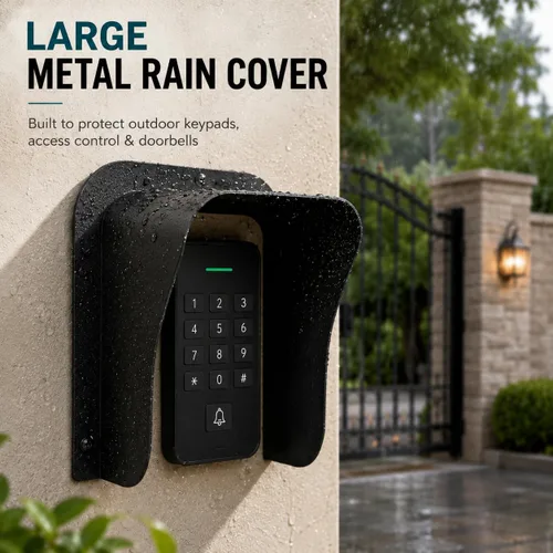 Vista 7 de Cubierta para timbre de puerta Ring impermeable, protector grande de timbre de metal, cubierta de control de acceso a prueba de lluvia, cubierta