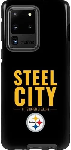 Vista 5 de Skinit Pro Phone Case Compatible with Galaxy S20 Ultra 5G - Officially Licensed NFL Pittsburgh Steelers Distressed Design
