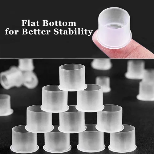Vista 7 de Tapas de tinta para tatuaje, 1000 vasos de tinta para tatuajes con base de 0.433 in, tapas de tatuaje de plástico para suministros de tatuaje