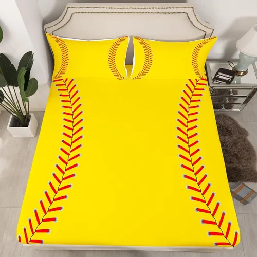 Vista 15 de Feelyou Juego de sábanas de béisbol para niños, juego de sábanas con temática deportiva de pelota, tamaño individual, para niños, adolescentes