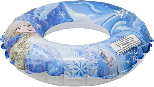 Vista 2 de Disney Frozen Anillo inflable de natación con 2 juguetes de fiesta en la piscina, para fiestas de verano y regalo, diversión acuática para todos