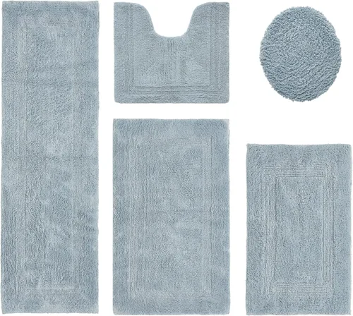 Vista 581 de Better Trends - Juego de 2 alfombras de baño 100% algodón, extra suaves, con borlas, de 17" x 24", alfombra de baño superabsorbente y reversible