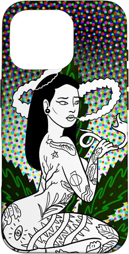 Vista 20 de iPhone 16 Weed Smoking Babe Marihuana Cannabis Smoke Stoner 420 Estuche de regalo