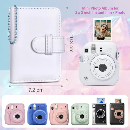 Vista 2 de Mini álbum de fotos de 32 bolsillos compatible con Fujifilm Instax Mini Film - Instax Mini 12 99 70 7s 8 8+ 9 11 25 50s 90 99, mini álbum de fotos