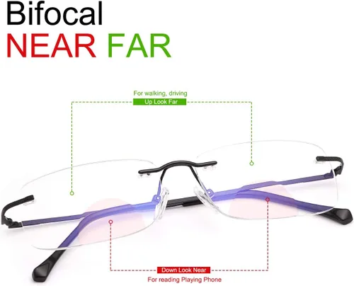 Vista 2 de 2 pares de anteojos de lectura bifocales transparentes sin montura con bloqueo de luz azul, lectores para hombres y mujeres, anteojos muy cerca