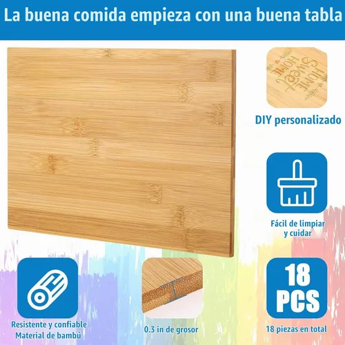Vista 3 de 18 tablas de cortar de madera a granel, tablas de cortar de cocina grandes, juego de tablas de cortar de madera para cocina, carne, queso, pan