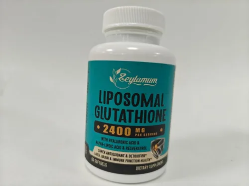 Vista 2 de Zeylamum Cápsulas blandas de glutatión liposomal de 2400 MG, absorción máxima, forma activa reducida de L-glutatión (GSH), con ácido hialurónico