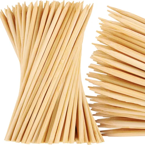 Vista 11 de MalloMe Pinchos de bambú XL de 8 pulgadas, 100 unidades, palitos de bambú de 0.157 pulgadas de grosor, brochetas de madera resistentes para asar a
