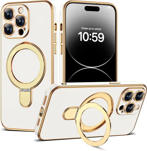 Vista 30 de Funda compatible con iPhone 12 con soporte de anillo magnético invisible [compatible con Mag-Safe] [Protector completo de lente de cámara] Funda