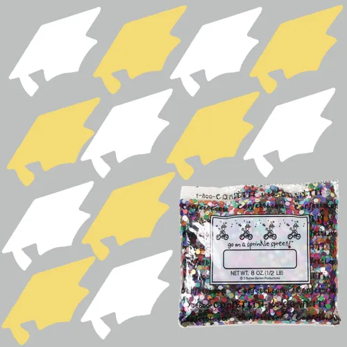 Vista 90 de Confetti Grad Cap Negro, Azul Marino Combo - 2 bolsas de media onza (1 oz)