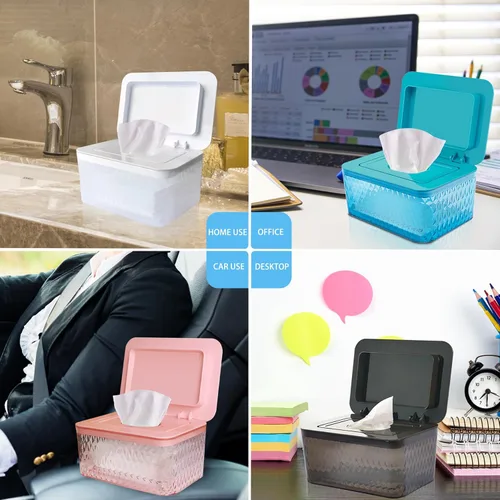 Vista 5 de Dispensador de toallitas húmedas para bebés, contenedor de toallitas húmedas de gran capacidad, diseño a prueba de polvo, mantiene las toallitas