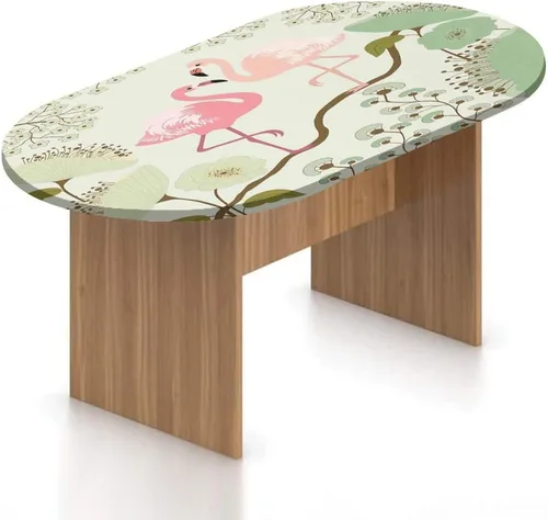 Vista 19 de XISUNYA Mantel ovalado ajustable de poliéster elástico de pavo real, con estampado de fotos y plumas coloridas, se adapta a mesas ovaladas de hasta