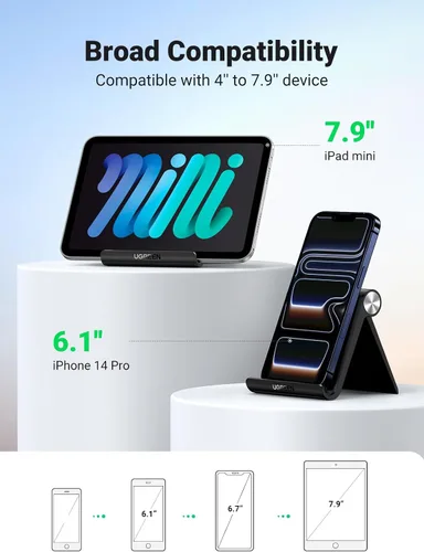 Vista 4 de UGREEN Soporte de teléfono celular para escritorio ajustable compatible con iPhone 13 12 Pro Max 11 SE XS XR 8 Plus 6 7 Galaxy Note20 S20 S10 S9 S8