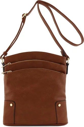 Vista 2 de Bolso cruzado grande con triple bolsillo con cremallera.