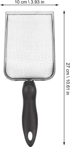 Vista 4 de Totority Cuchara de arena de metal para gatos, pala profunda de tamizado rápido con mango cómodo, herramienta de limpieza fácil para mascotas