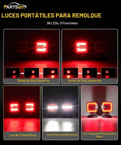Vista 3 de Partsam Kit de luces LED inalámbricas para remolque, luces traseras de remolque con soporte de metal, enchufe de 7 pines para camiones remolques