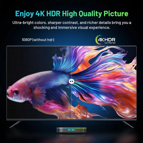 Vista 6 de Android 14,0 TV Box RK3518 Quad Core 2GB RAM 32GB ROM 4K, WiFi dual 6, BT5.0