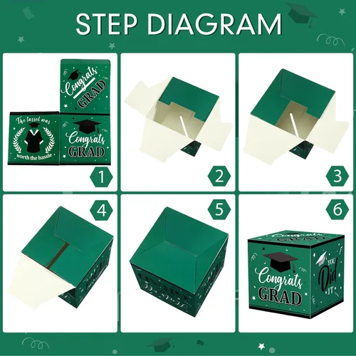 Vista 5 de Nezyo Caja para tarjetas de graduación con 30 tarjetas de consejo, caja de tarjetas de regalo de felicitaciones para clase de 2026, caja