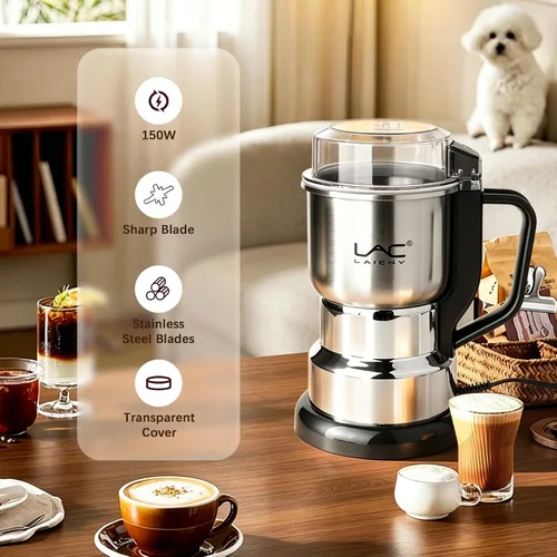 Vista 9 de Molinillo de café eléctrico y molinillo de especias, molienda rápida de 150 W con cuchillas de acero inoxidable, incluye cepillo de limpieza