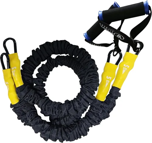Vista 15 de Valor Fitness Bandas de resistencia – 5 libras a 25 libras – Mosquetones adjuntos y 2 bandas por opción de peso con asas – Funda cubierta