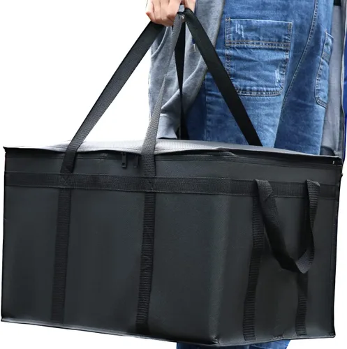 Vista 23 de musbus - Paquete de 2 bolsas aislantes reutilizables para comestibles, bolsa enfriadora plegable para comestibles, bolsa aislante grande resistente