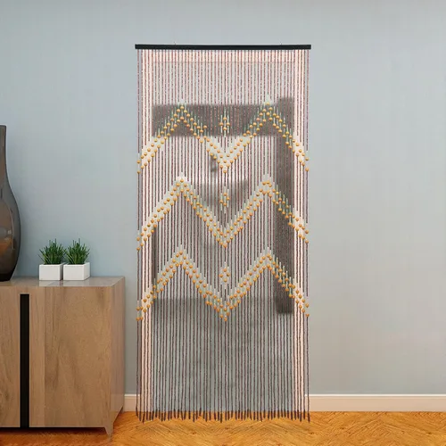 Vista 8 de Cortina de madera de bambú natural con cuentas de 52 hebras de madera para colgar, divisor decorativo hecho a mano, bohemio, de madera, para puerta